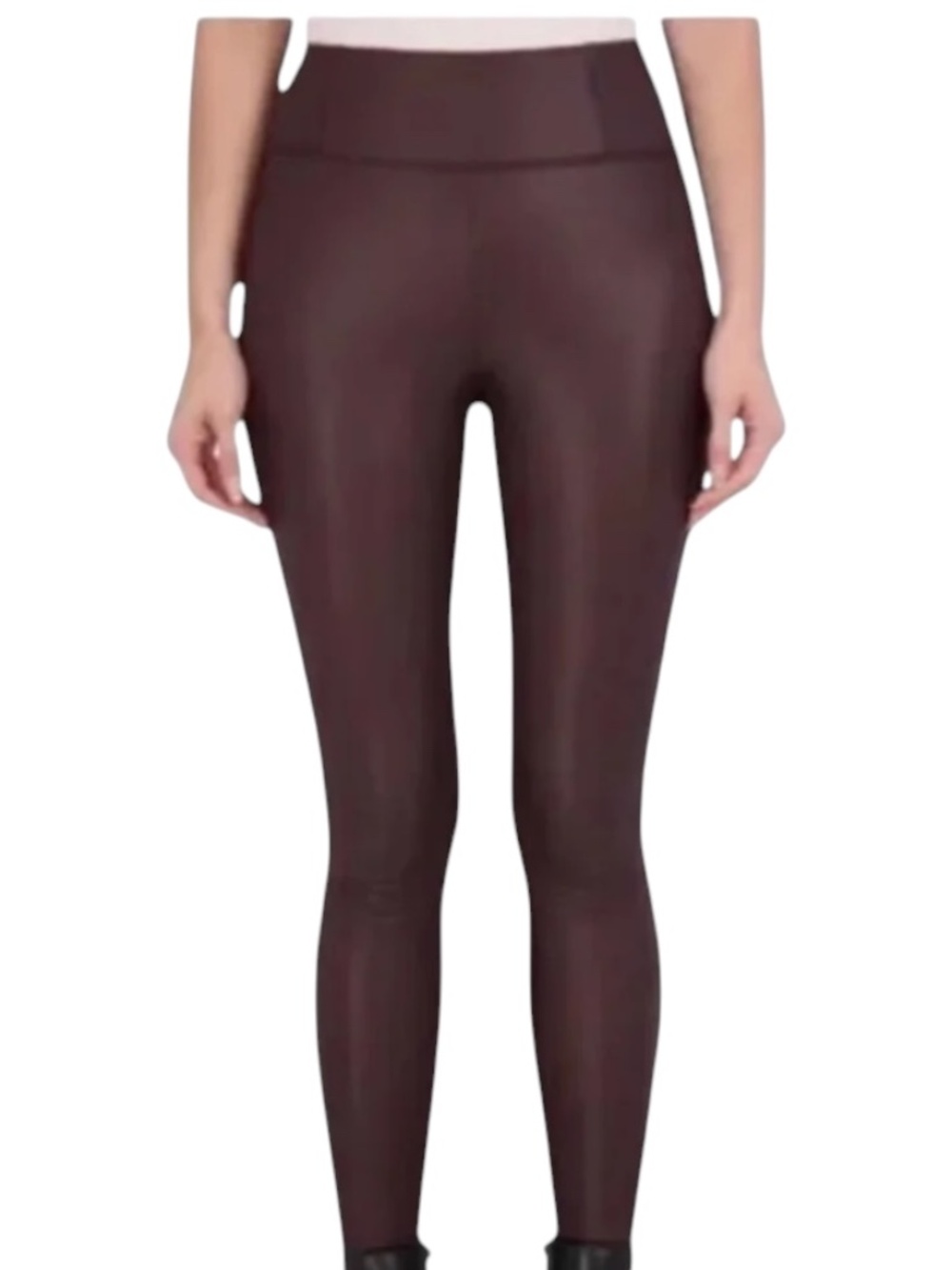 Ookie & Lala Burgundy High Waisted Vegan Leather Leggings Size Large